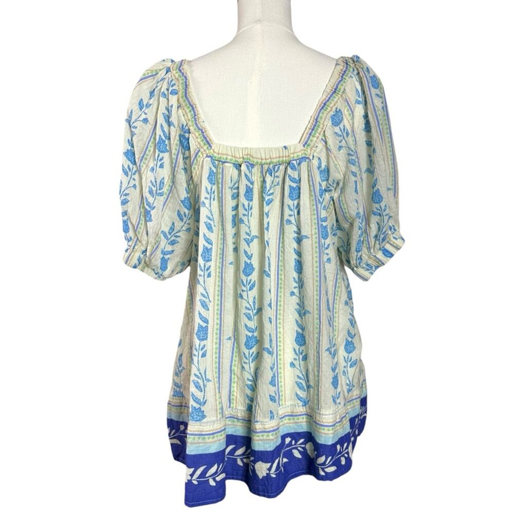 Free People Bohemian 70s Block Print Santorini Printed Babydoll Tunic Medium - Picture 4 of 16